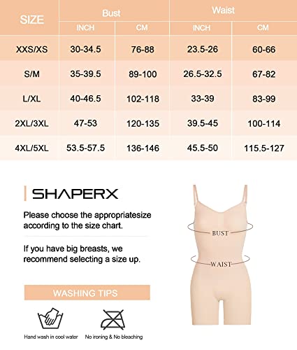 SHAPERX Bodysuit for Women Tummy Control Shapewear Seamless Sculpting Thong Body Shaper Tank Top,SZ5215-Beige-XXS/XS