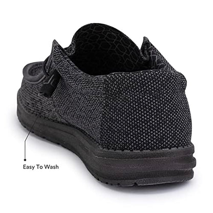 Hey Dude Men's Wally Sox Micro Total Black Size 10 | Men’s Shoes | Men's Lace Up Loafers | Comfortable & Light-Weight